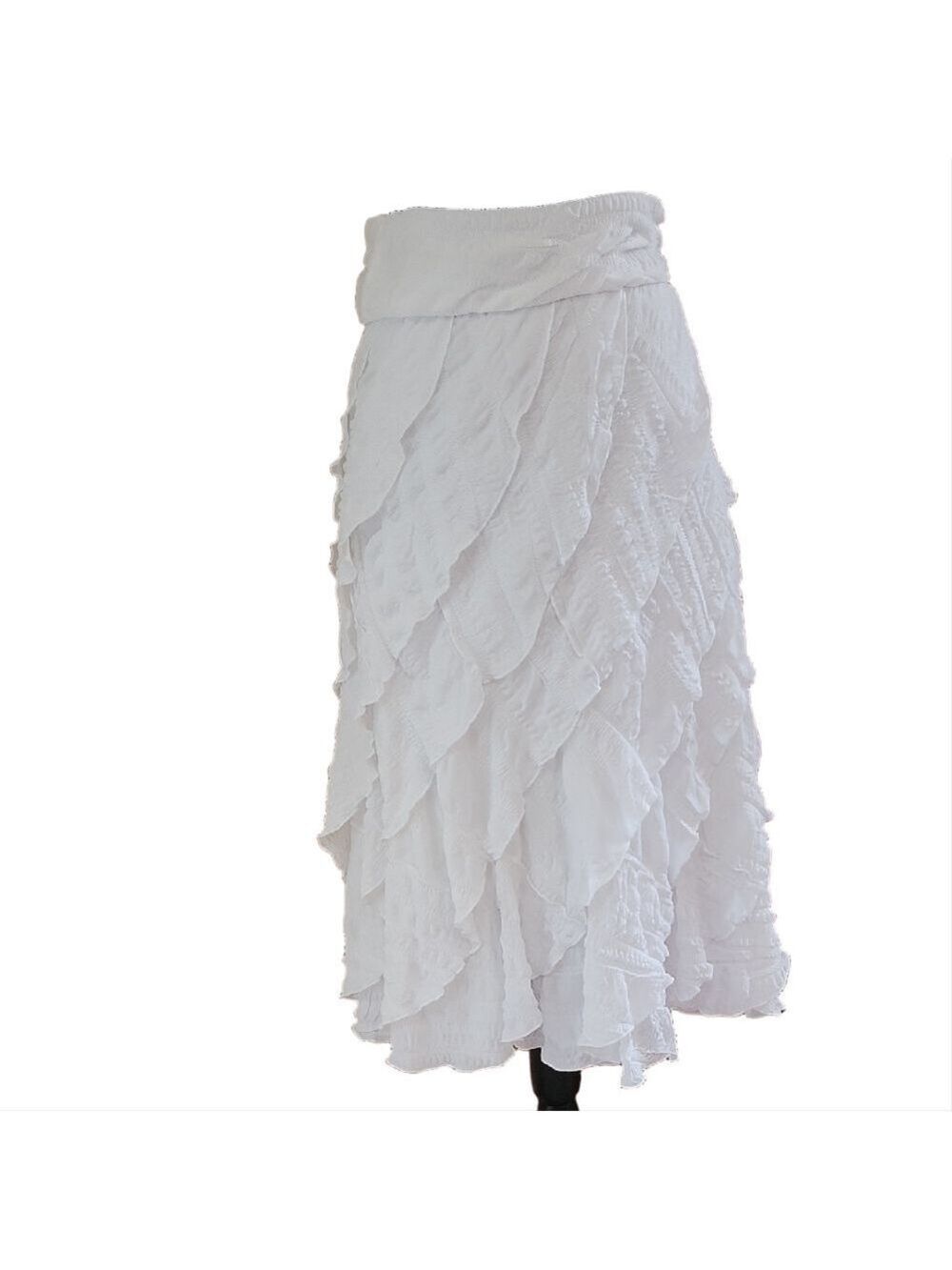 Ectetera White Tiered Ruffle Maxi Skirt Size 10 EUC
